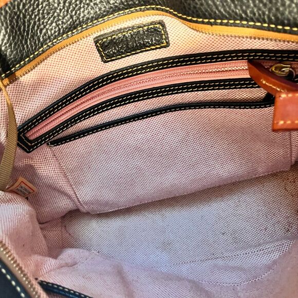 Dooney & Bourke Black and Tan Leather Tote Bag with Dust Bag - Picture 7 of 14